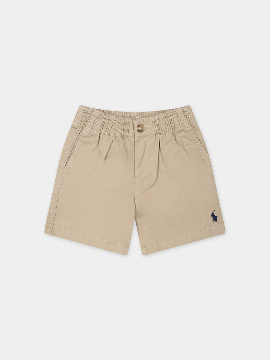 Beige shorts for baby boy with embroidery